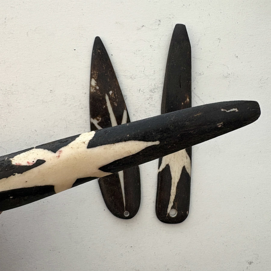 SOLD: Kenyan Batik Bone Pendant: Star Spear