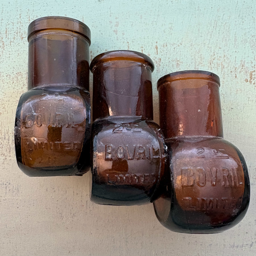 SOLD: Antique Amber Glass Bovril Bottle