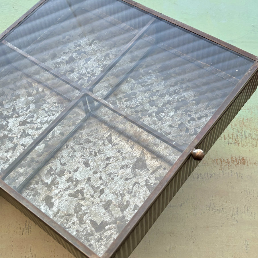 SOLD: Brass and Leaded Glass Box: Large