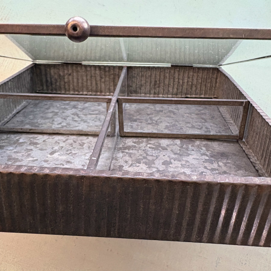 SOLD: Brass and Leaded Glass Box: Large