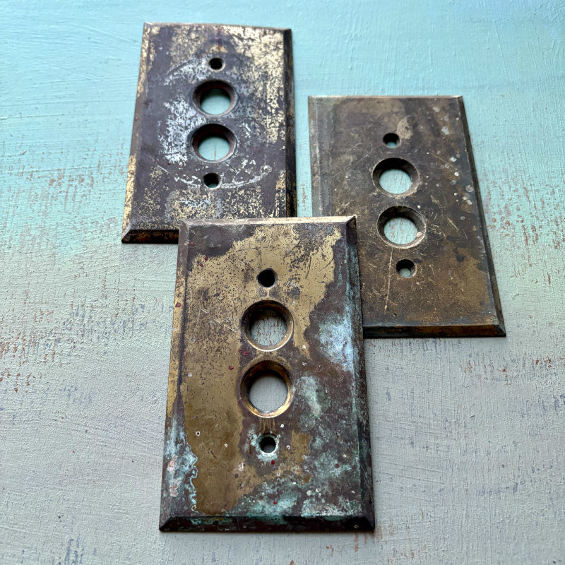 Vintage Brass Switch Covers Trio