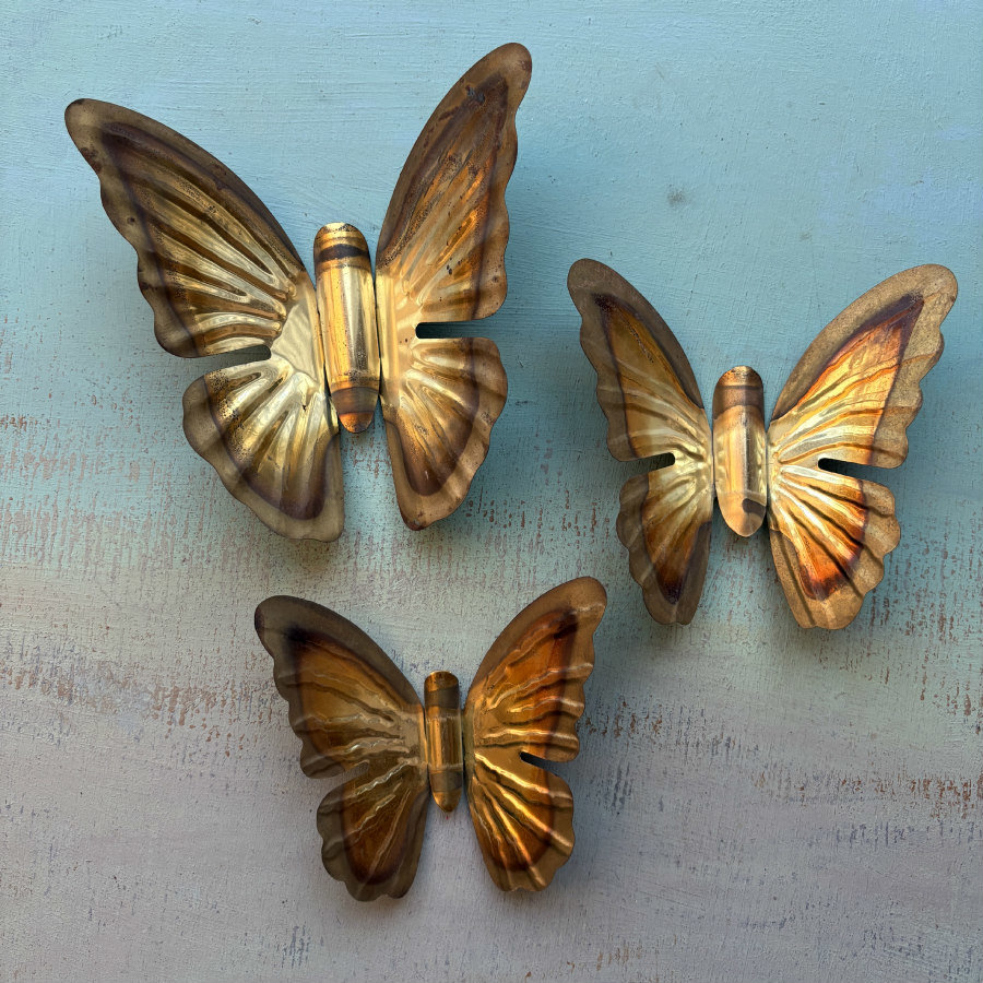 SOLD: Vintage Brass Butterfly Trio