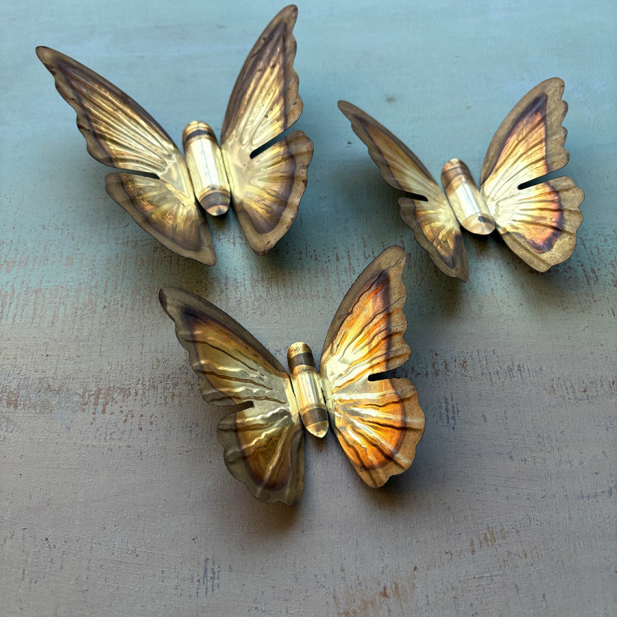SOLD: Vintage Brass Butterfly Trio