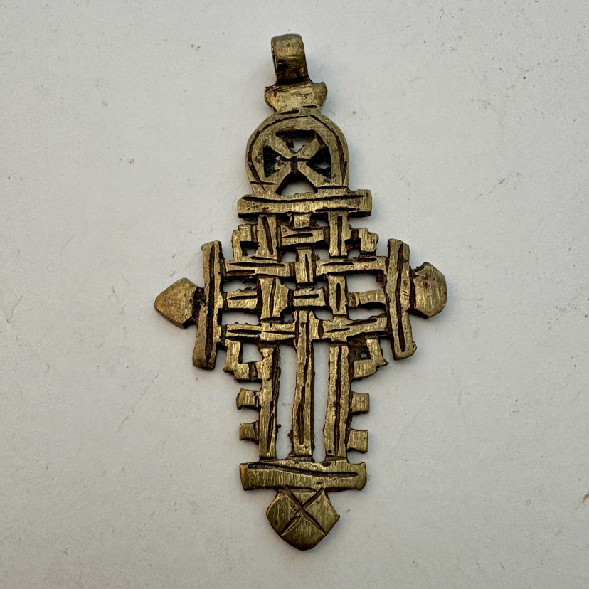 SOLD: Ethiopian Brass Coptic Cross Pendant #4