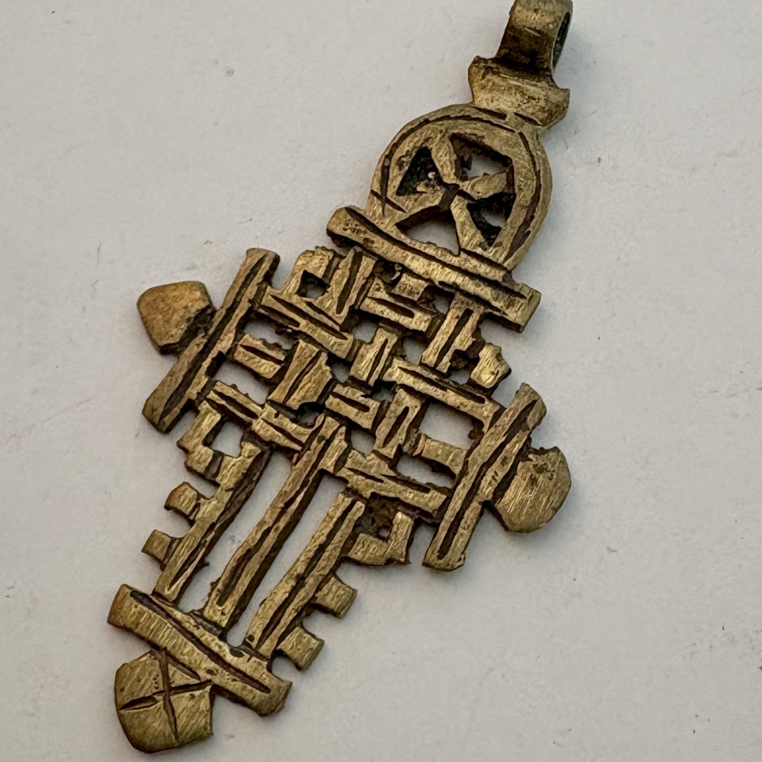SOLD: Ethiopian Brass Coptic Cross Pendant #4