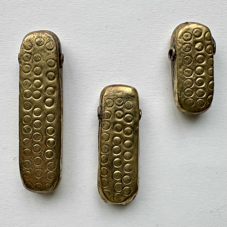 African Debossed-Metal Hollow Pendants: Trio 1