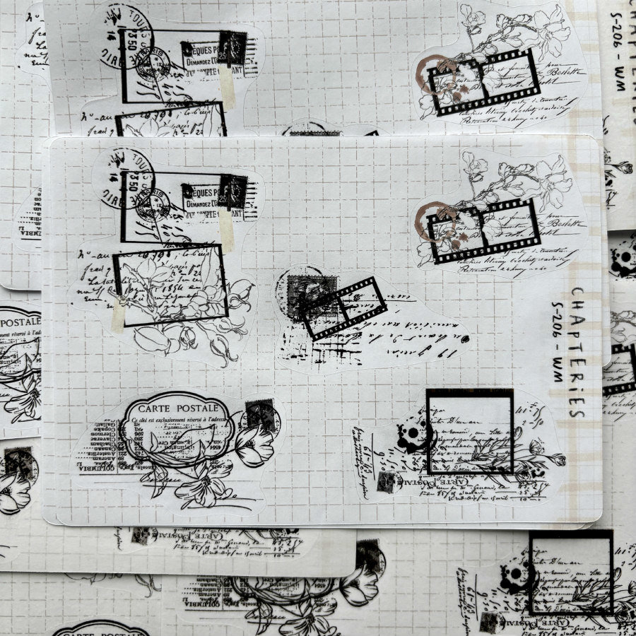 French Collage Clear Adhesive Elements