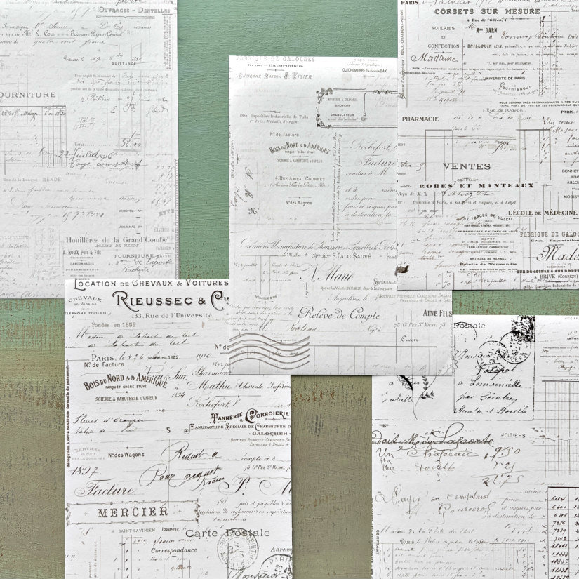 French Ephemera Clear Adhesive Sheets