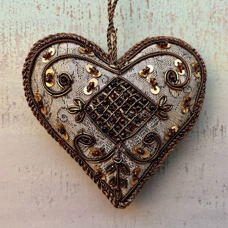 Taupe Embroidered Heart