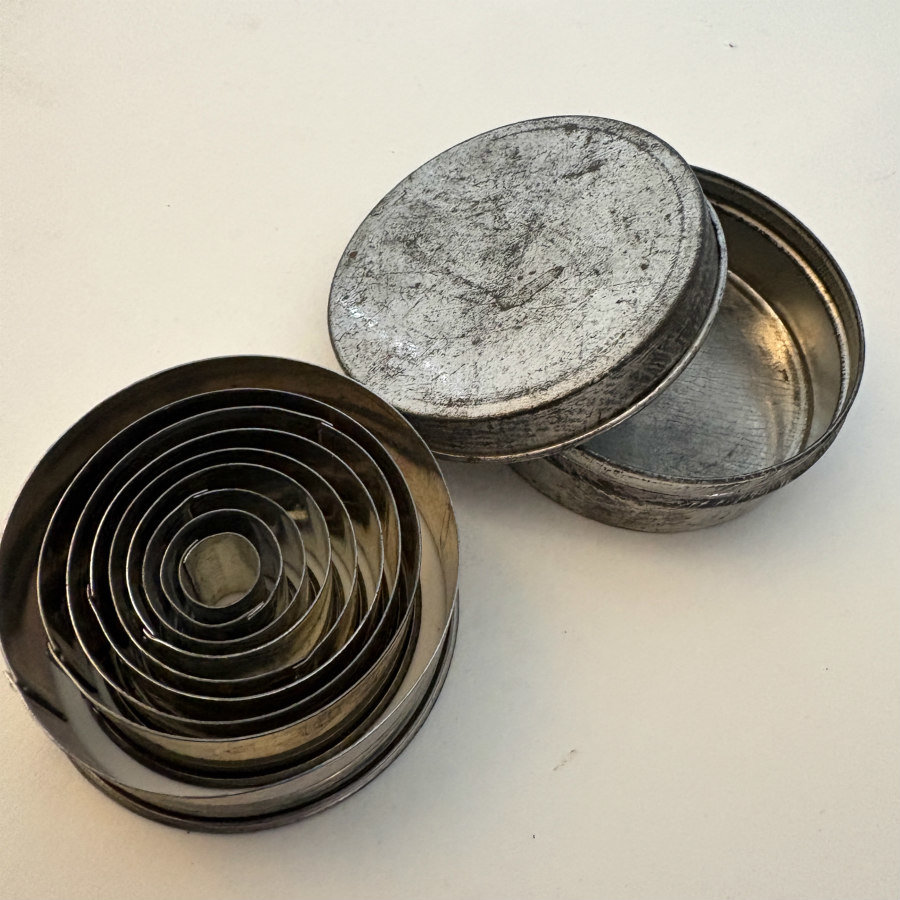 SOLD: Vintage Nested Circle Cookie Cutters in Tin