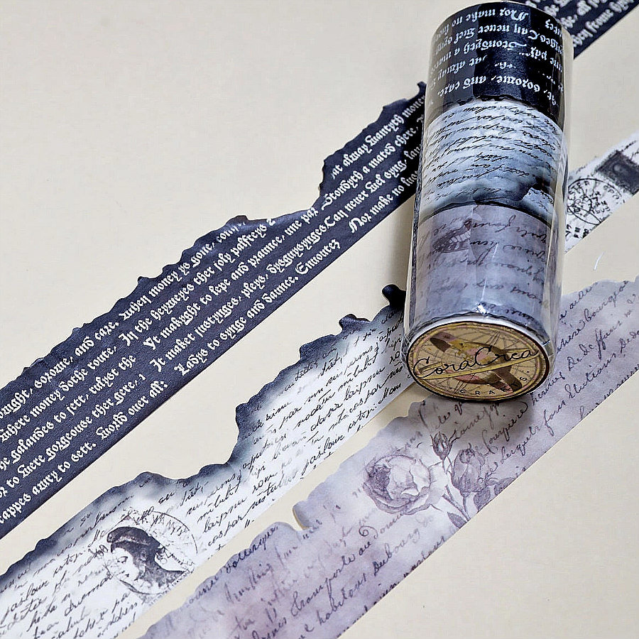 CoraCreaCrafts Washi Tape Set: Burnt Writing