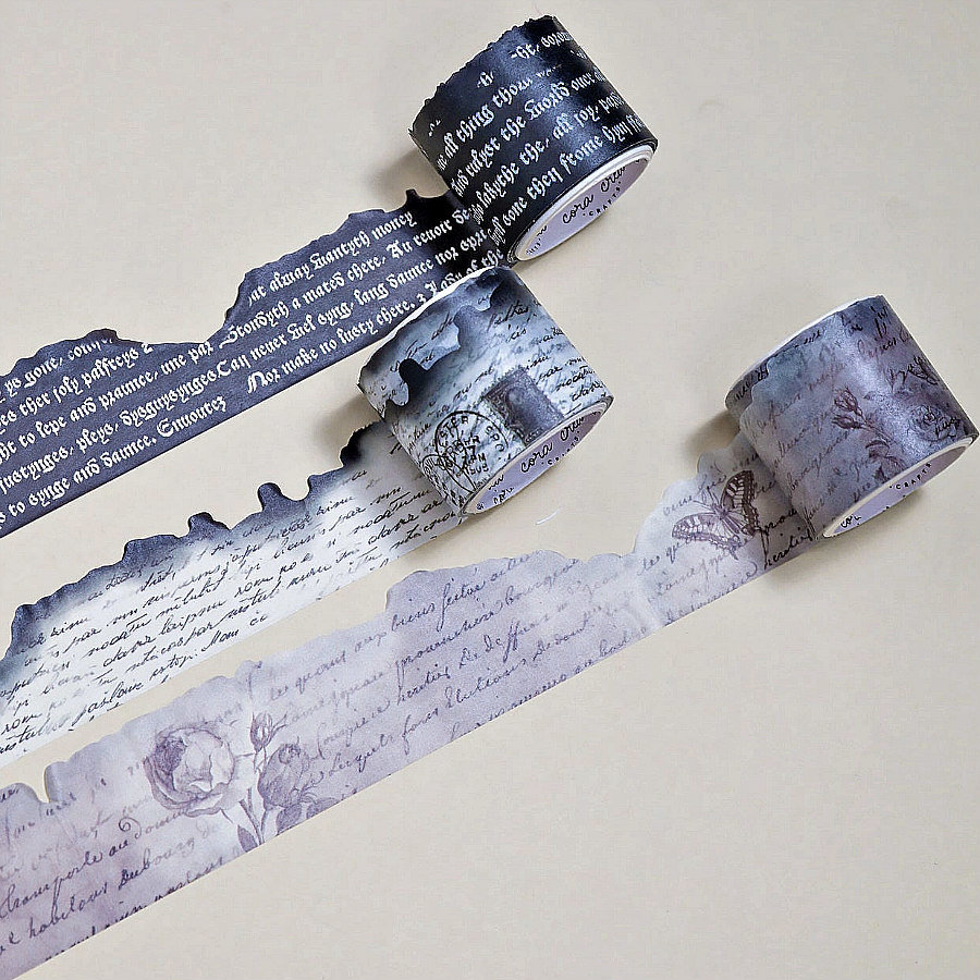 CoraCreaCrafts Washi Tape Set: Burnt Writing