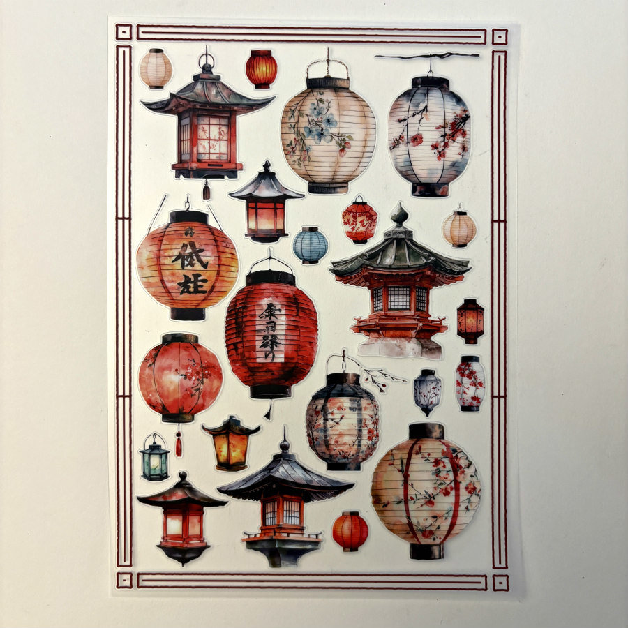 CoraCreaCrafts Transparent Matte Stickers: Lanterns