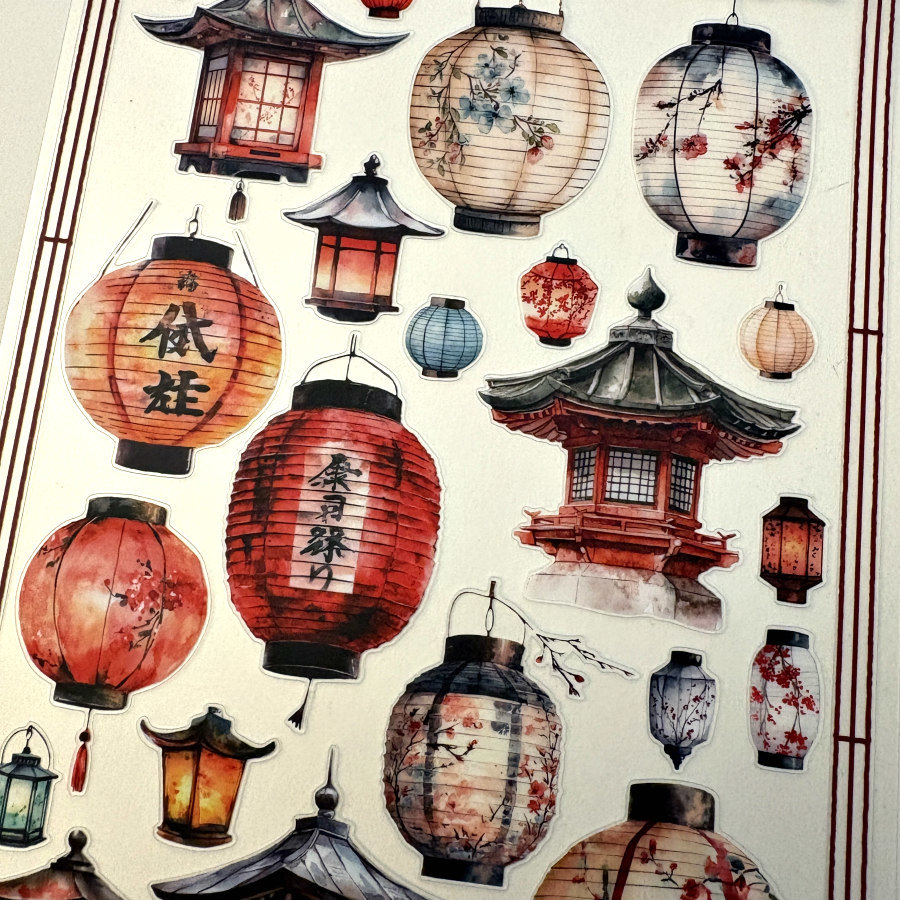 CoraCreaCrafts Transparent Matte Stickers: Lanterns