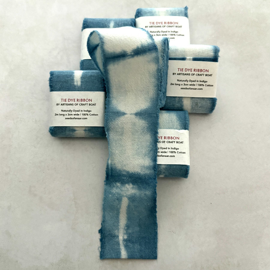 Natural Dyed Cotton Ribbon Set: Indigo