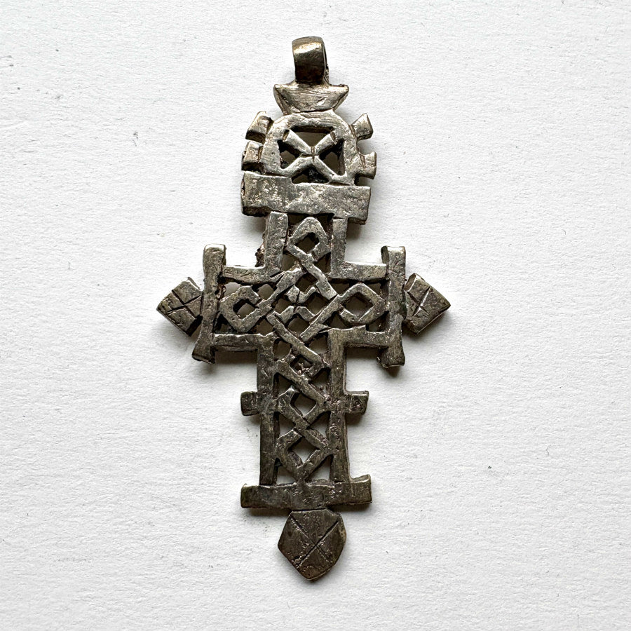 Ethiopian Silver Metal Coptic Cross Pendant