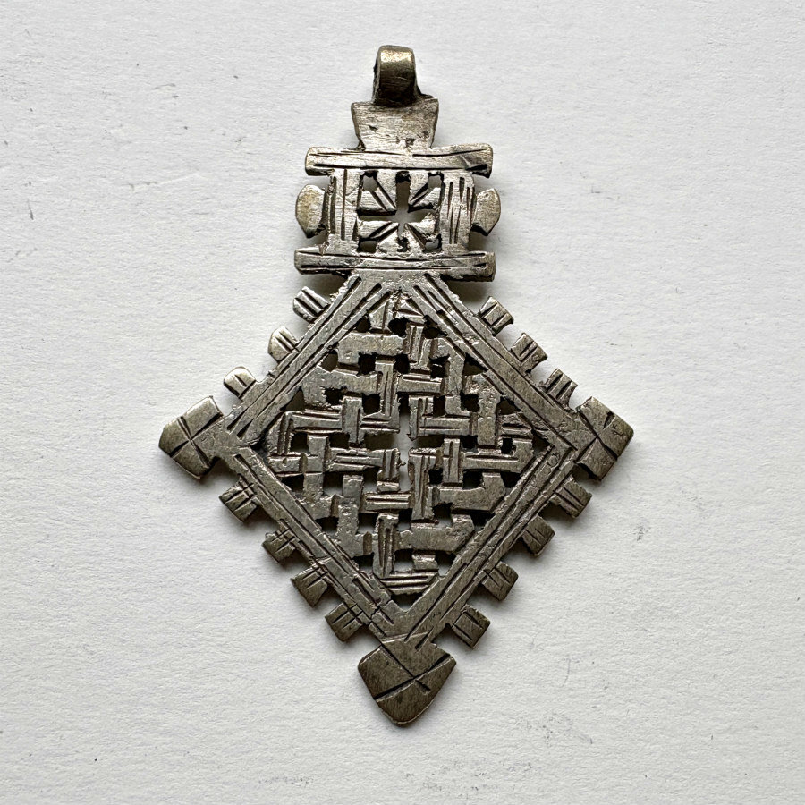 Ethiopian Silver Metal Coptic Cross Pendant