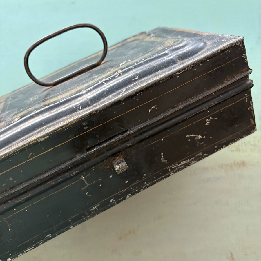 Vintage Black/Gold Metal Money Box