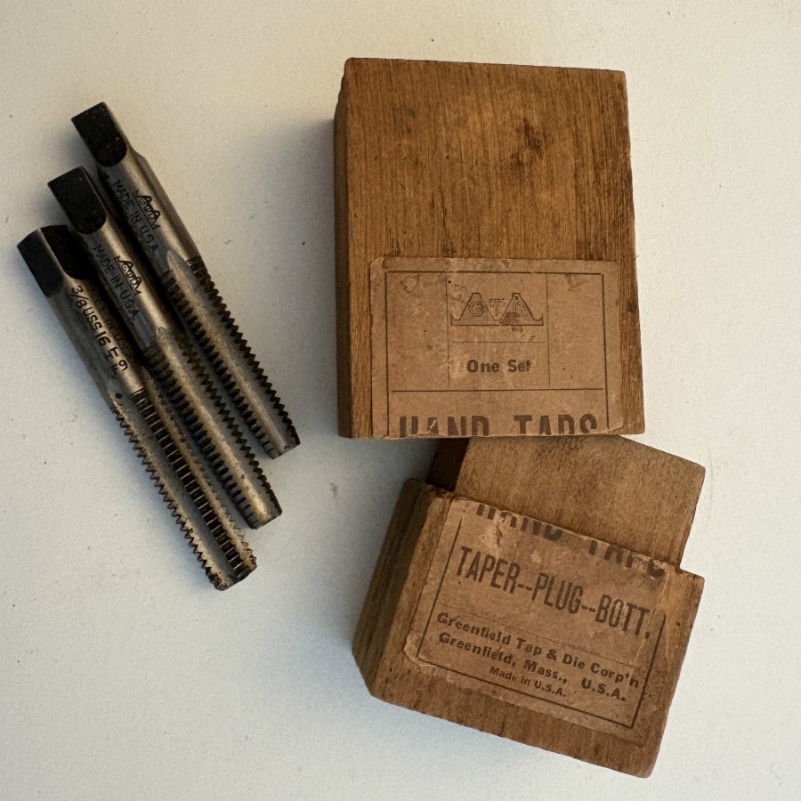SOLD: Vintage Hand Tap Set in Wooden Box