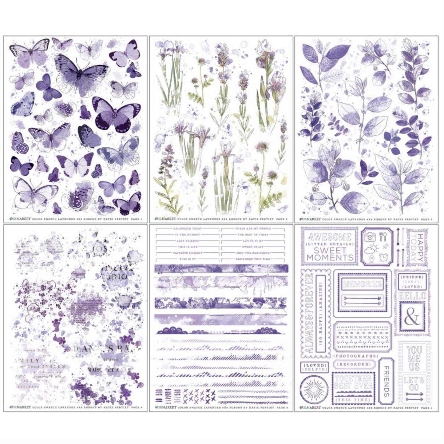 49 and Market  Rub-Ons: Color Swatch Lavender