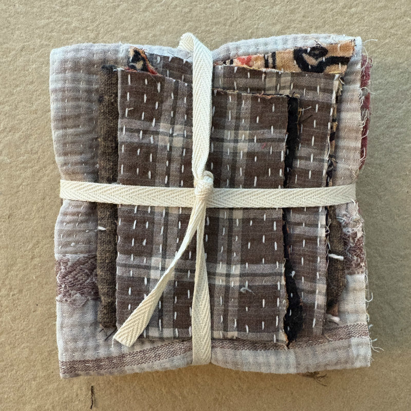 Kantha Stitch Large Scrap Bundle: Earth 4