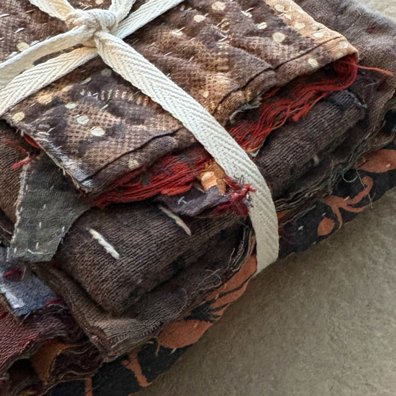 Kantha Stitch Large Scrap Bundle: Earth
