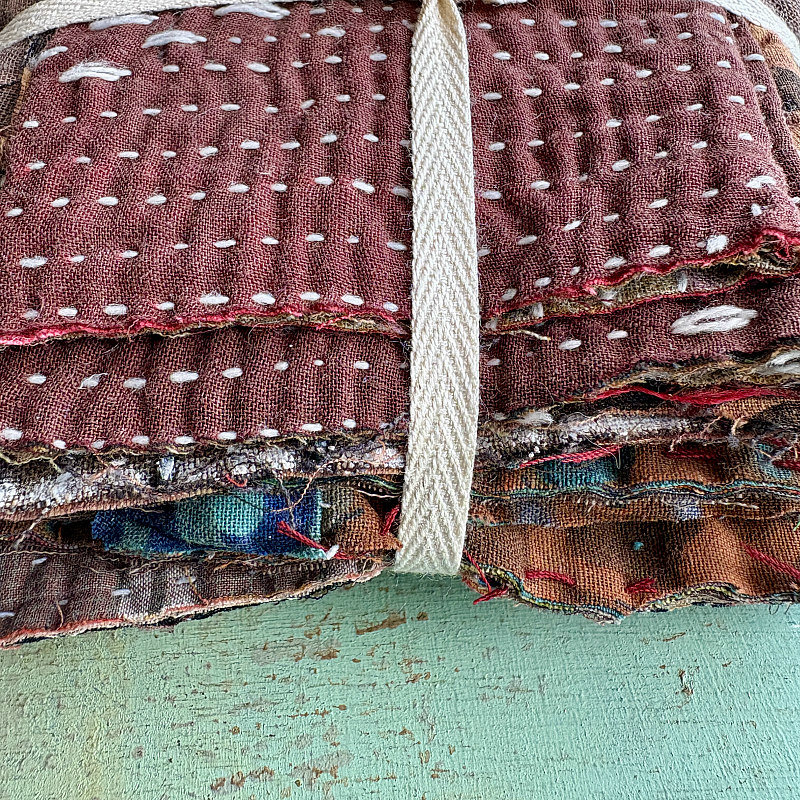 Kantha Stitch Large Scrap Bundle: Earth 2