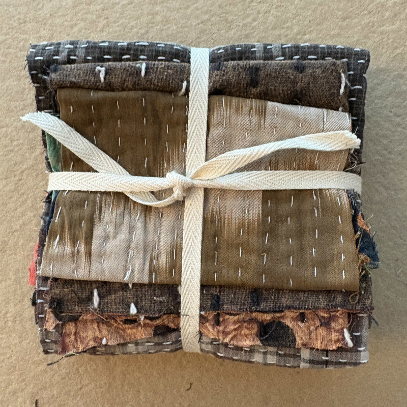 Kantha Stitch Large Scrap Bundle: Earth 3