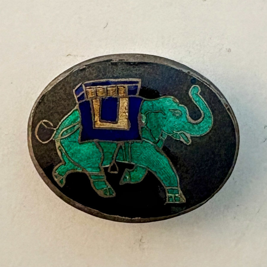 SOLD: Sterling Silver Enamel Pill Box: Elephant