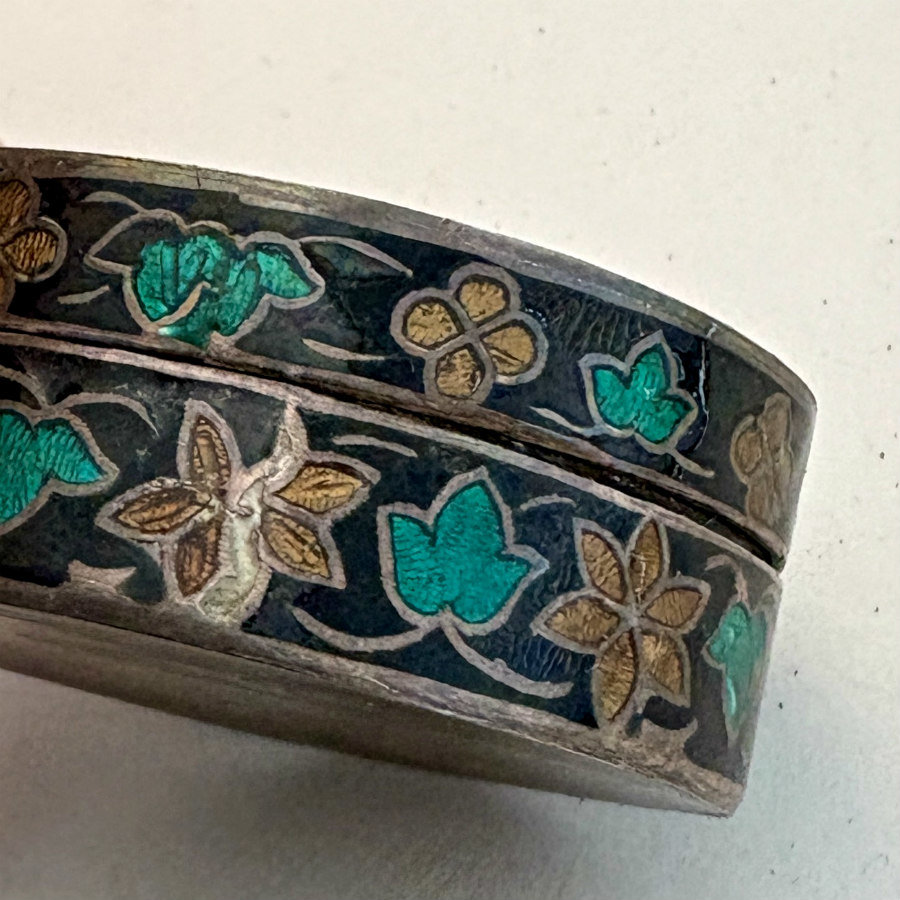 SOLD: Sterling Silver Enamel Pill Box: Elephant