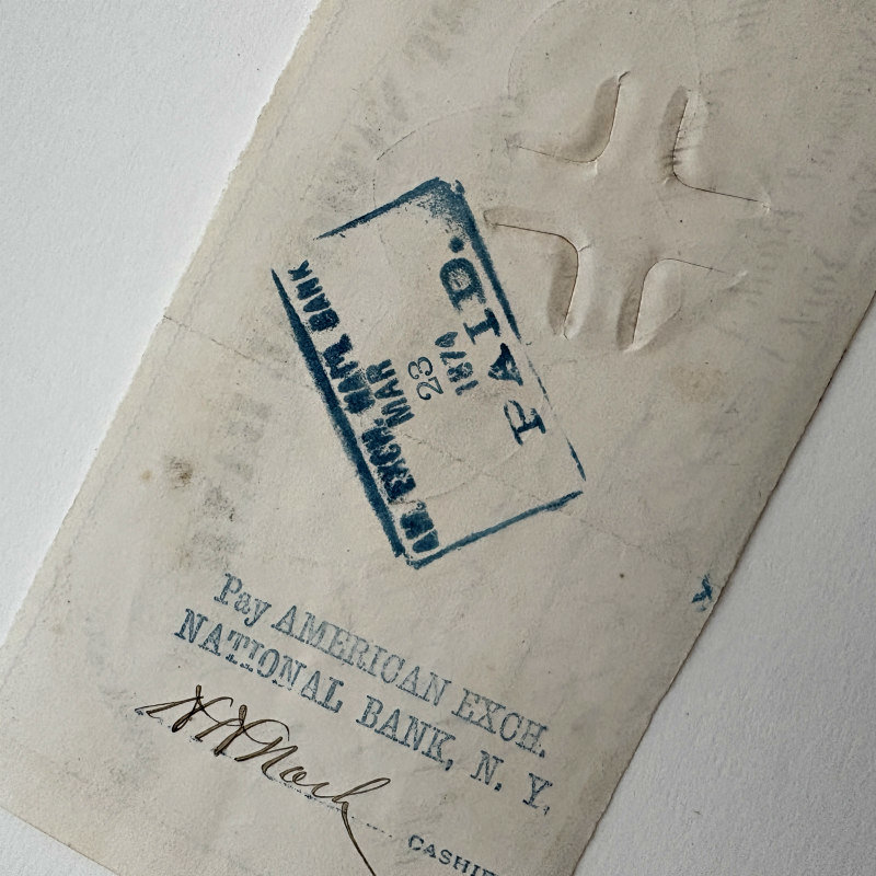 Original Ephemera: 1874 New York Check