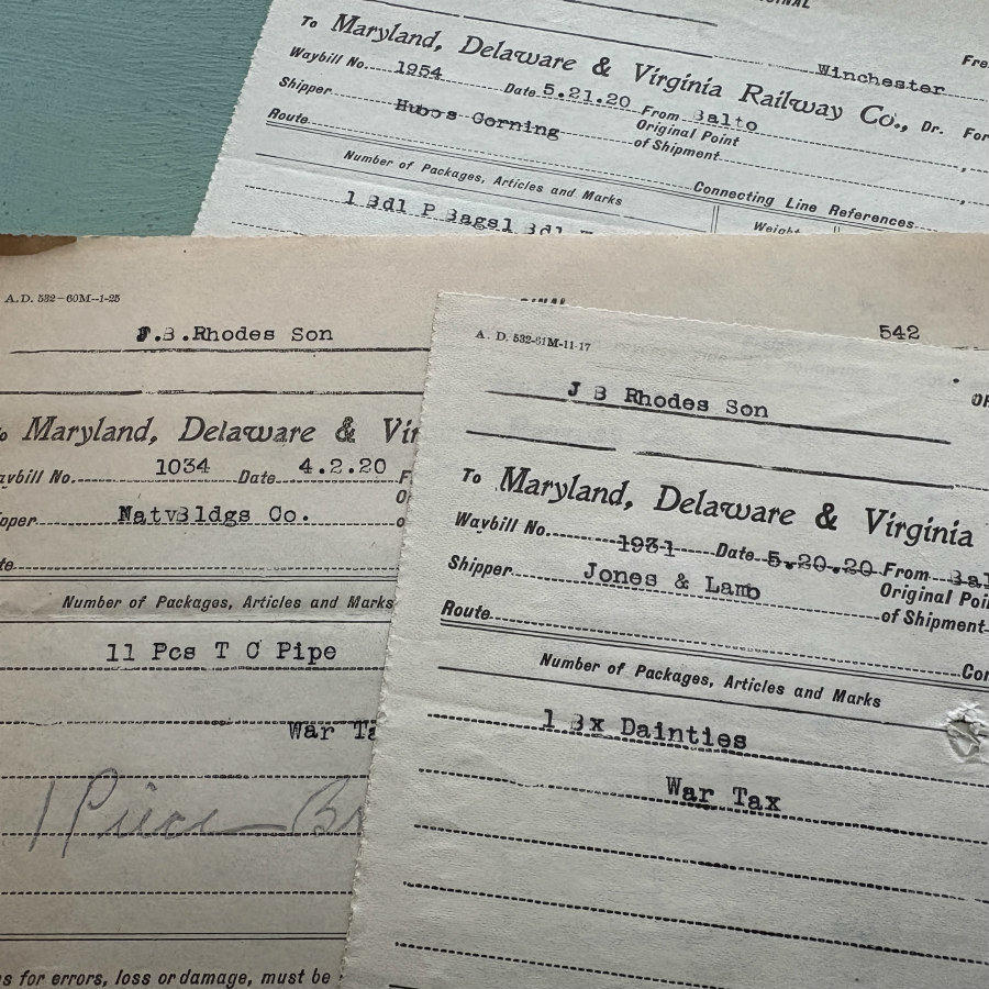 Original Ephemera: 1920 Railway Co. Freight Bill Set of 3