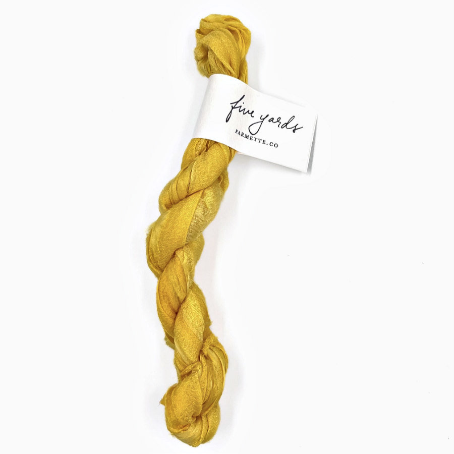 Farmette Plant-Dyed Sari Silk Ribbon: Sunflower