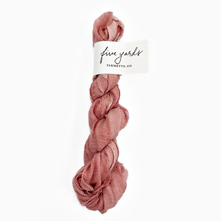 Farmette Plant-Dyed Sari Silk Ribbon: Watermelon