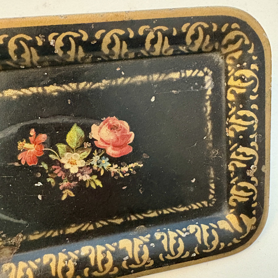 SOLD: Vintage Floral Tin Tray 