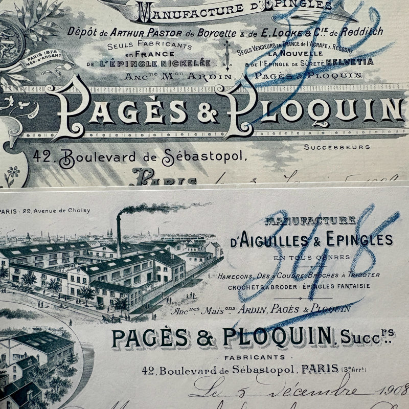 Antique French Ephemera & Receipts: Set of 7