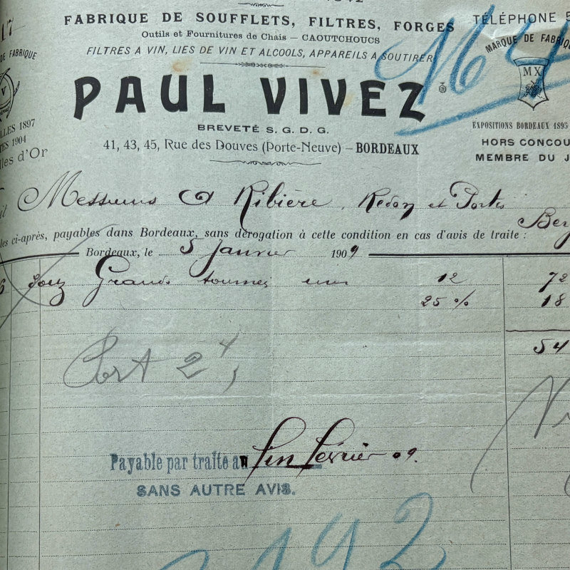 Antique French Ephemera & Receipts: Set of 7