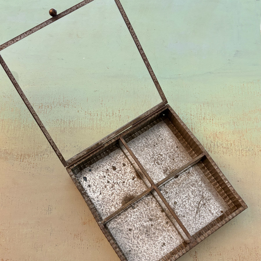 Brass and Leaded Glass Box: Medium