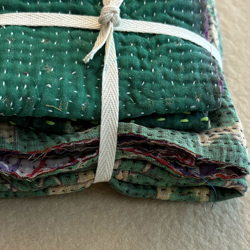 Kantha Stitch Large Scrap Bundle: Forest 2