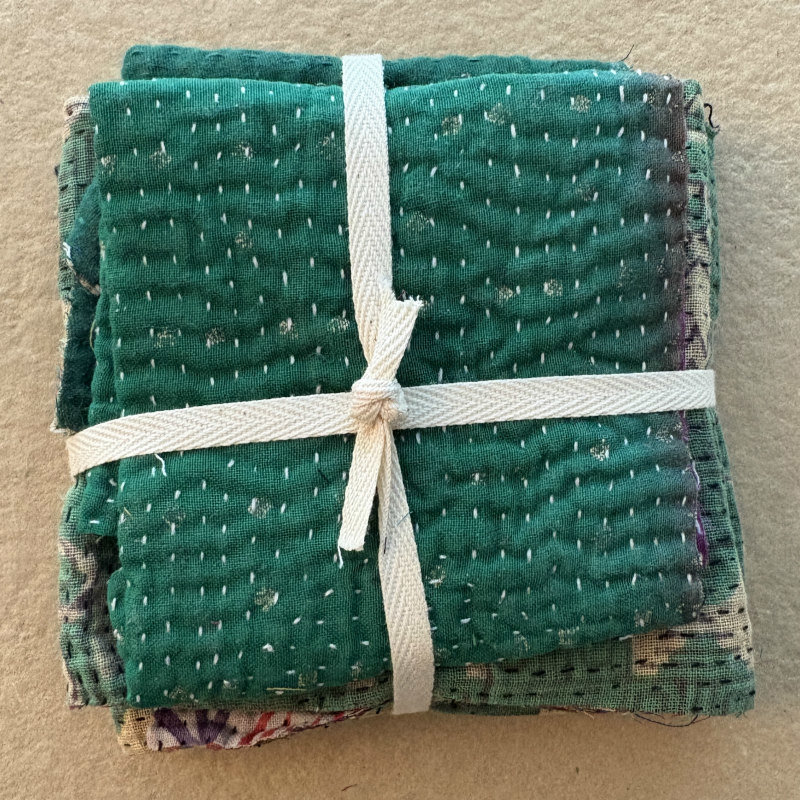 Kantha Stitch Large Scrap Bundle: Forest 2