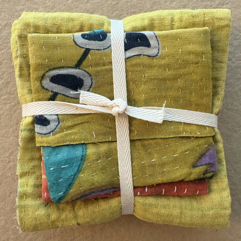 Kantha Stitch Large Scrap Bundle: Harvest 2