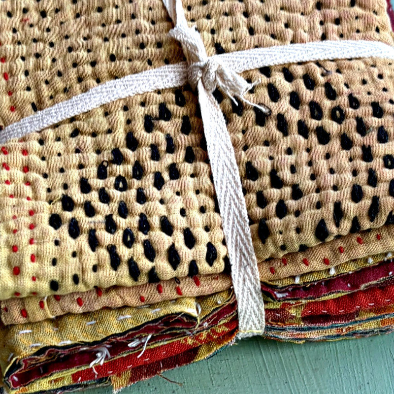 Kantha Stitch Large Scrap Bundle: Harvest 1