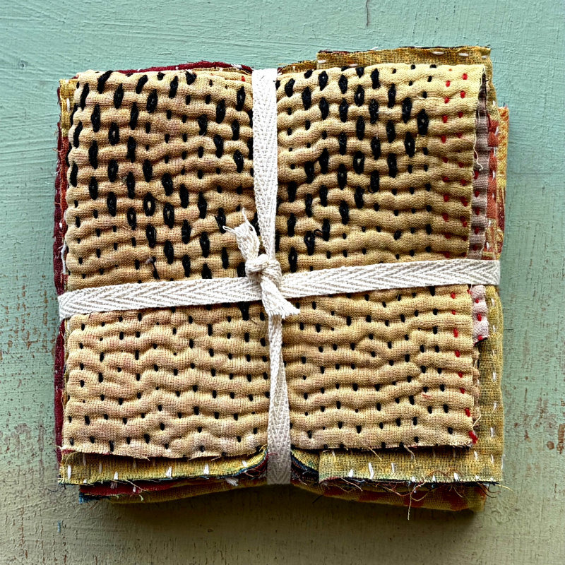 Kantha Stitch Large Scrap Bundle: Harvest 1