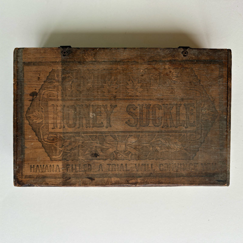 SOLD: Wooden 2-Compartment Cigar Box: Honey Suckle 