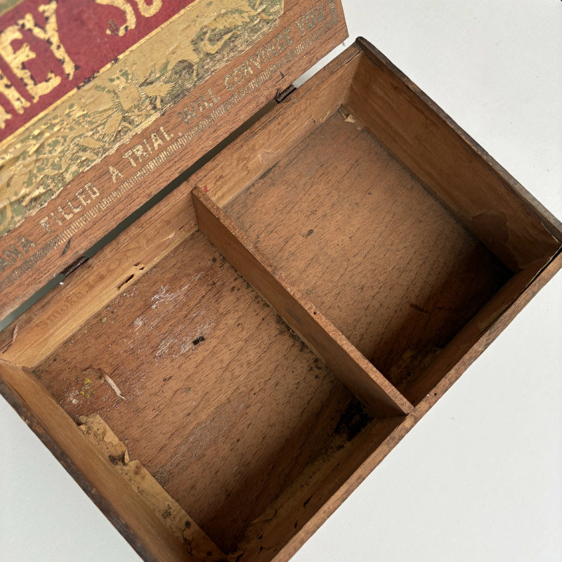 SOLD: Wooden 2-Compartment Cigar Box: Honey Suckle 