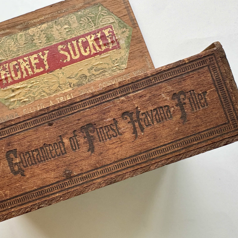 SOLD: Wooden 2-Compartment Cigar Box: Honey Suckle 