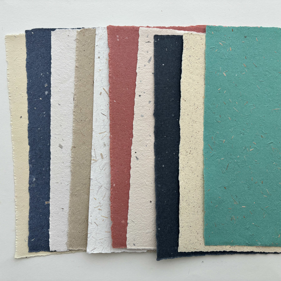 SOLD OUT: French Handmade Paper: 10 Mixed Colors + Inclusions