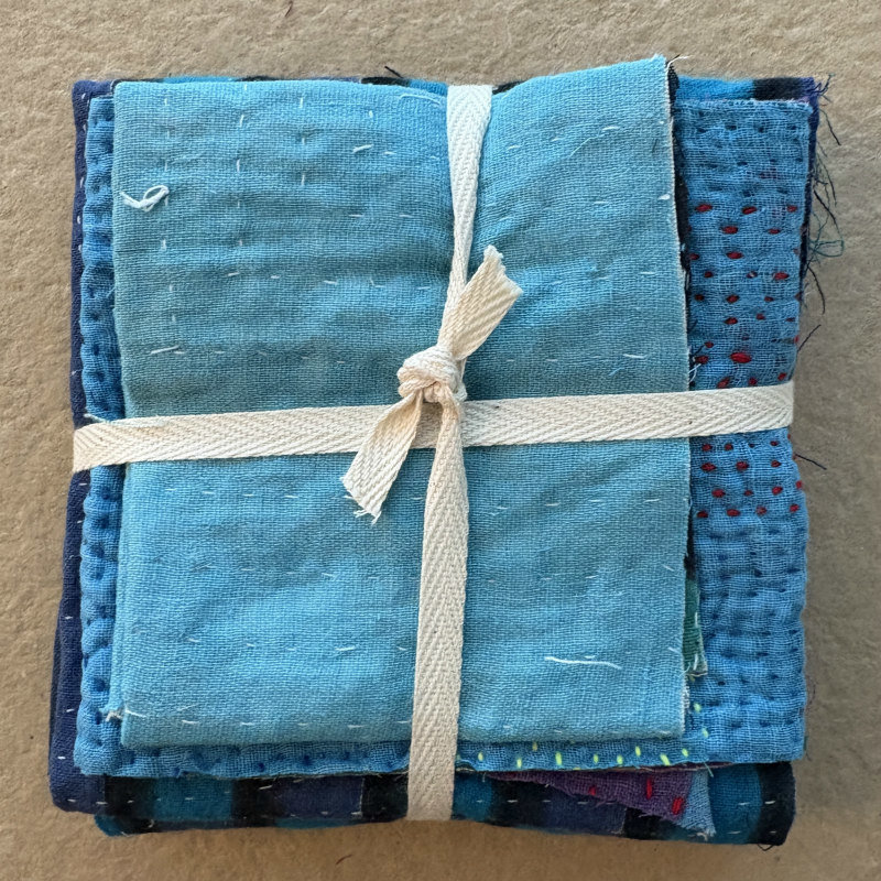 Kantha Stitch Large Scrap Bundle: Indigo 2