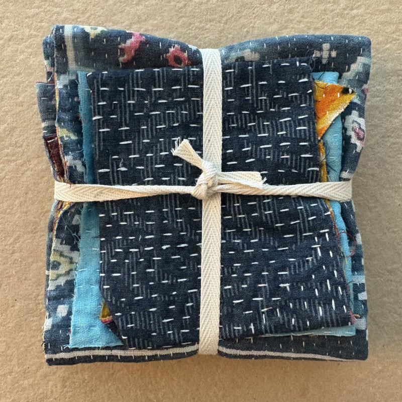 Kantha Stitch Large Scrap Bundle: Indigo 1