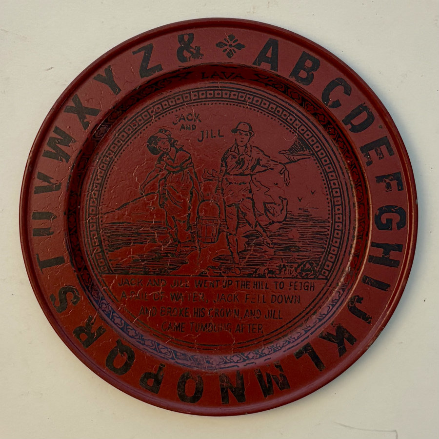 SOLD: Vintage Jack and Jill Alphabet Tin Plate